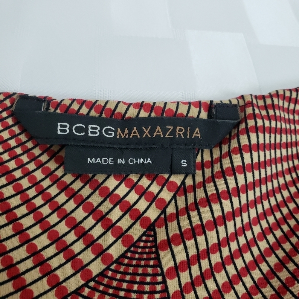 BCBG MaxAzia Surplice V -Neck Tank Brown Geometric Print Women's Dress Size S - Picture 4 of 8